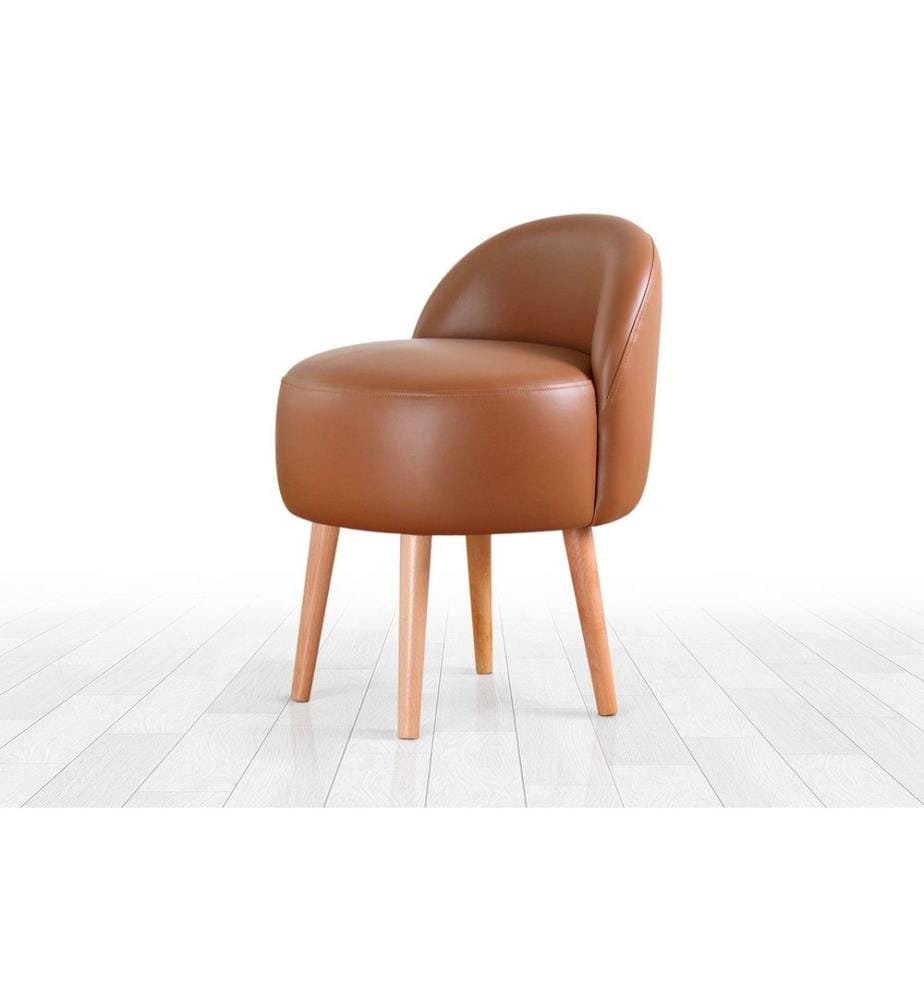 Pouf, 100 % PU-Leder, Hellbraun