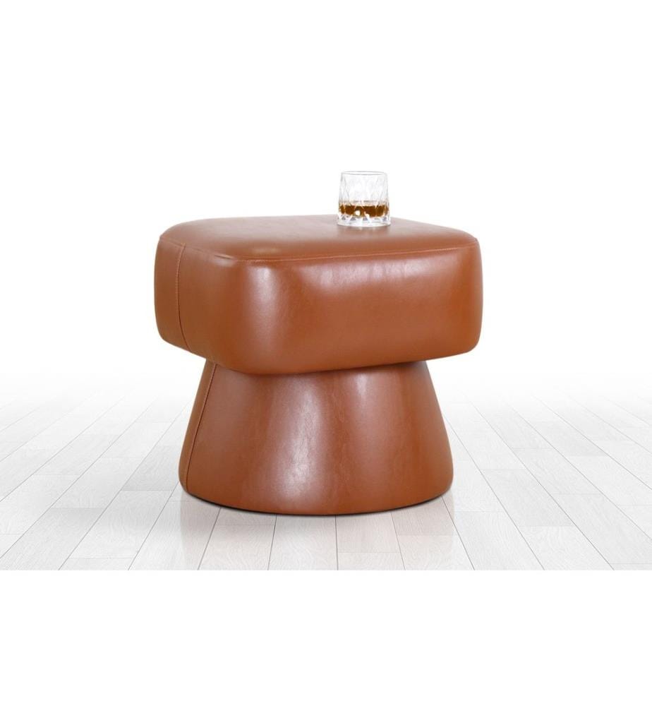 Pouf, 100 % PU-Leder, Hellbraun