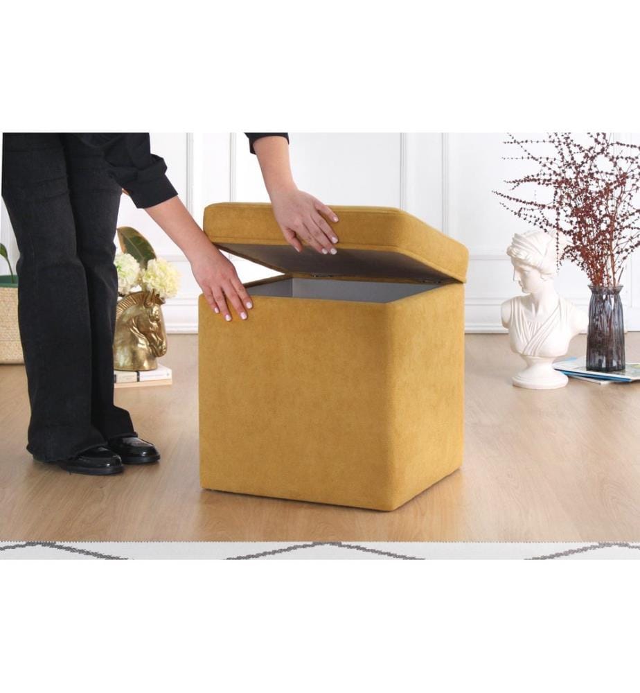 Pouf, 100 % BAUMWOLLE, Senf