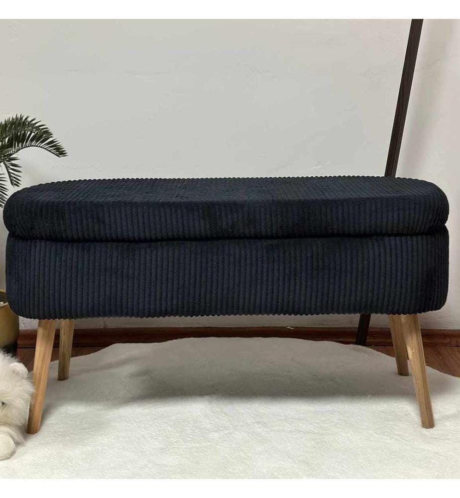 Pouf, panneau de particules 100 % mélaminé, noir