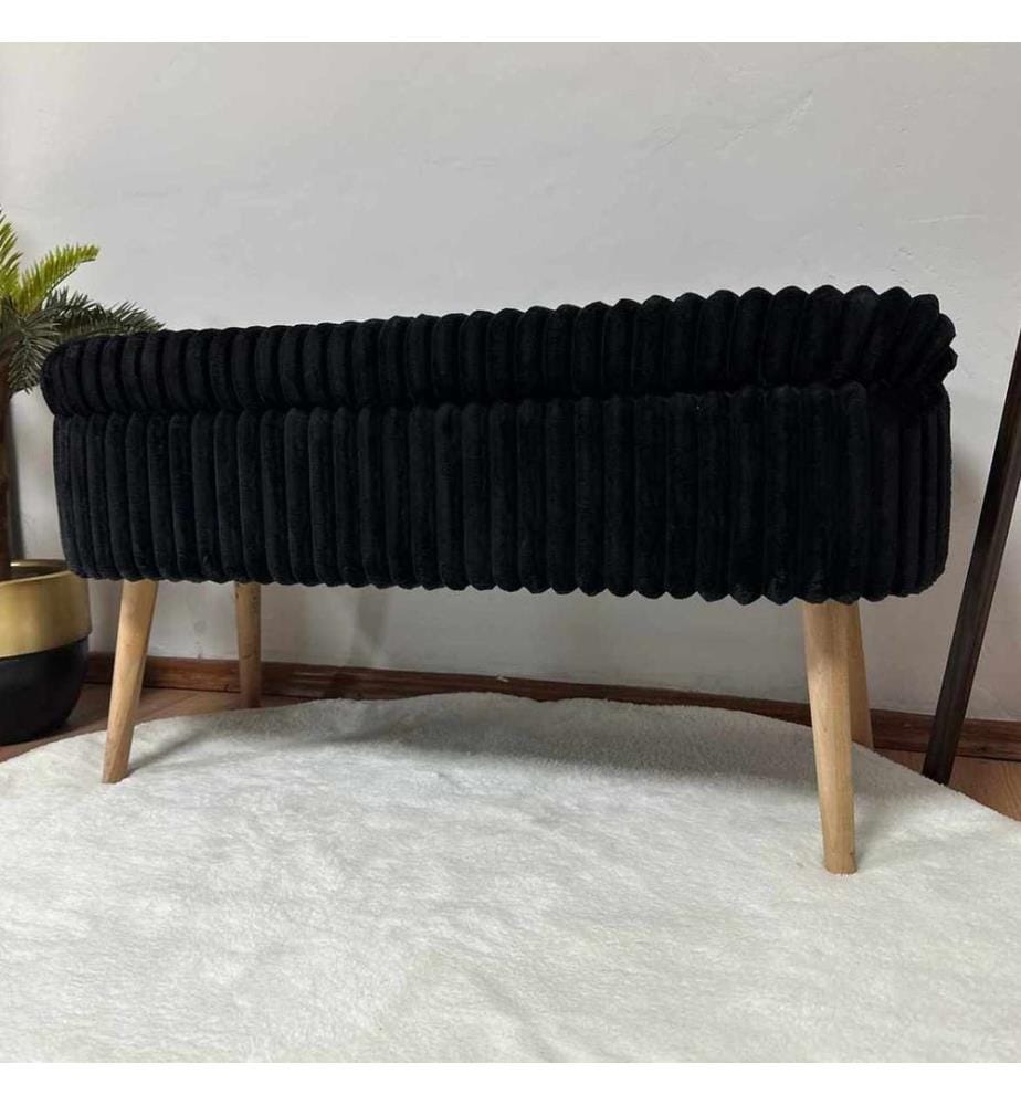 Pouf, 100 % melaminbeschichtete Spanplatte, Toskana Schwarz