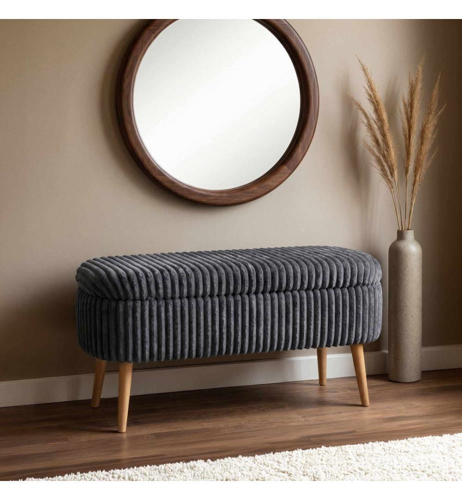 Pouf, panneau de particules 100 % mélaminé, anthracite Toscano