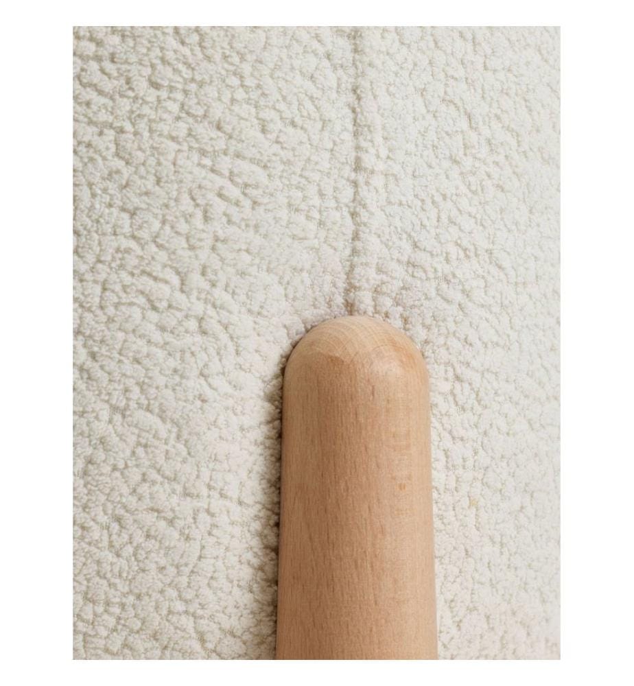 Pouf, 100 % Buchenholz, Weiss