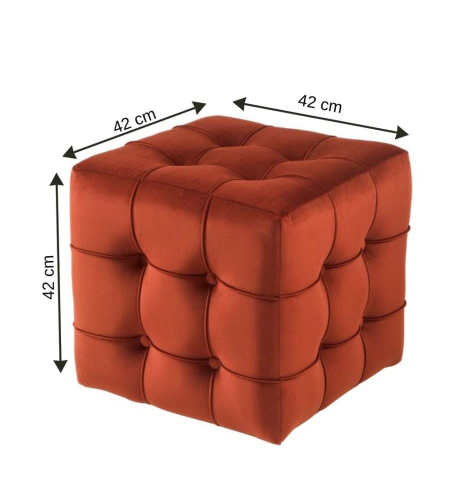 Pouf en bois de ronce et panneaux de particules mélaminés, orange