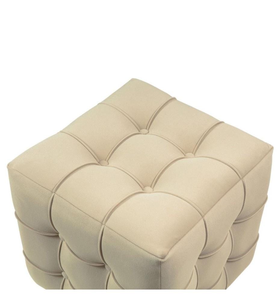 Pouf, Hornbuchenholz / melaminbeschichtete Spanplatte, Creme