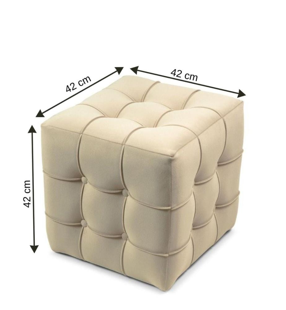 Pouf, Hornbuchenholz / melaminbeschichtete Spanplatte, Creme