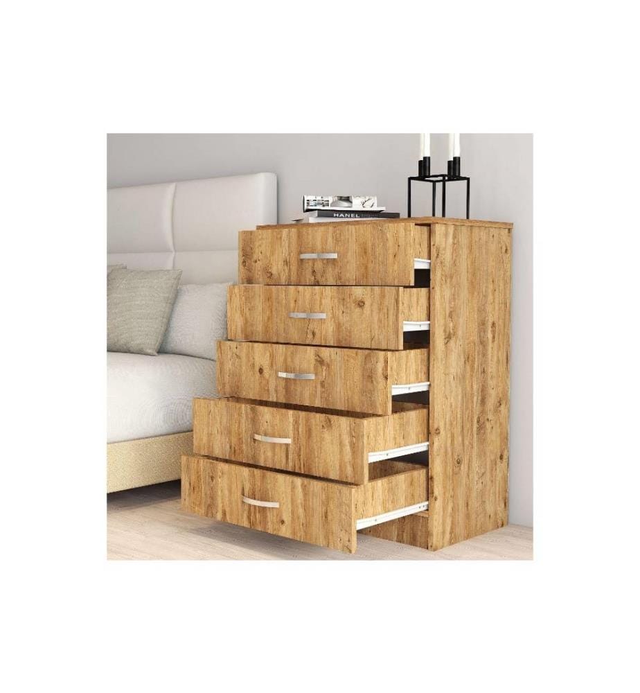 Commode, pin atlantique, panneau de particules mélaminé