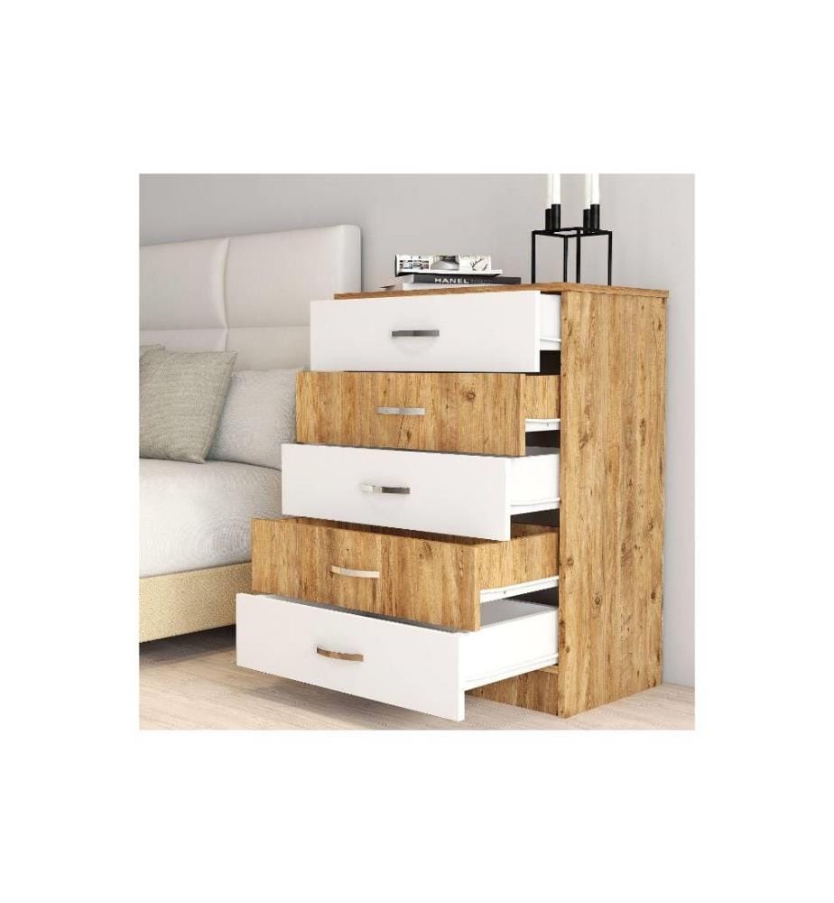 Kommode, White Atlantic Pine, Melaminbeschichtete Spanplatte