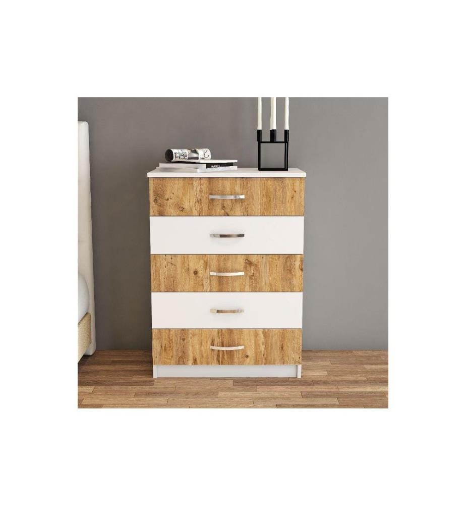 Kommode, White Atlantic Pine, Melaminbeschichtete Spanplatte