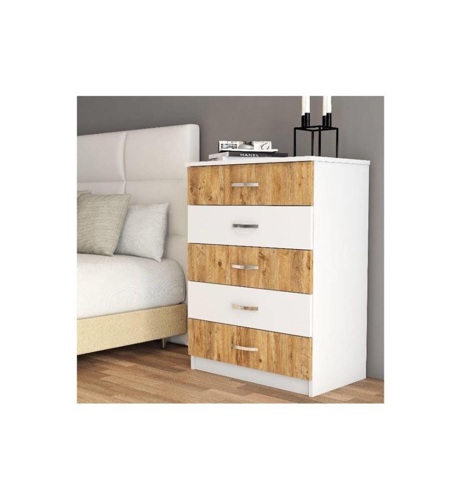 Kommode, White Atlantic Pine, Melaminbeschichtete Spanplatte