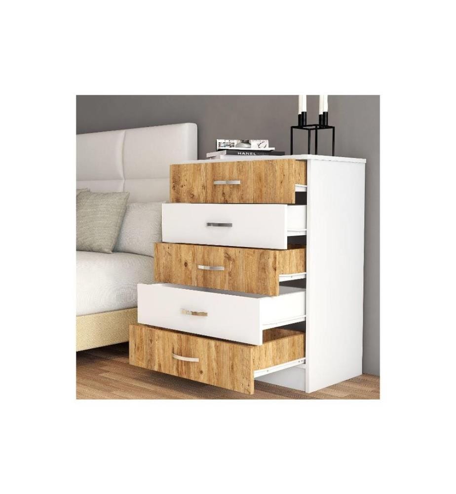 Kommode, White Atlantic Pine, Melaminbeschichtete Spanplatte