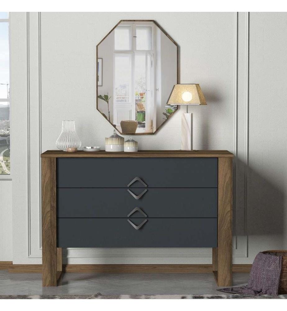 Commode, Noyer Anthracite, Panneau de particules mélaminé