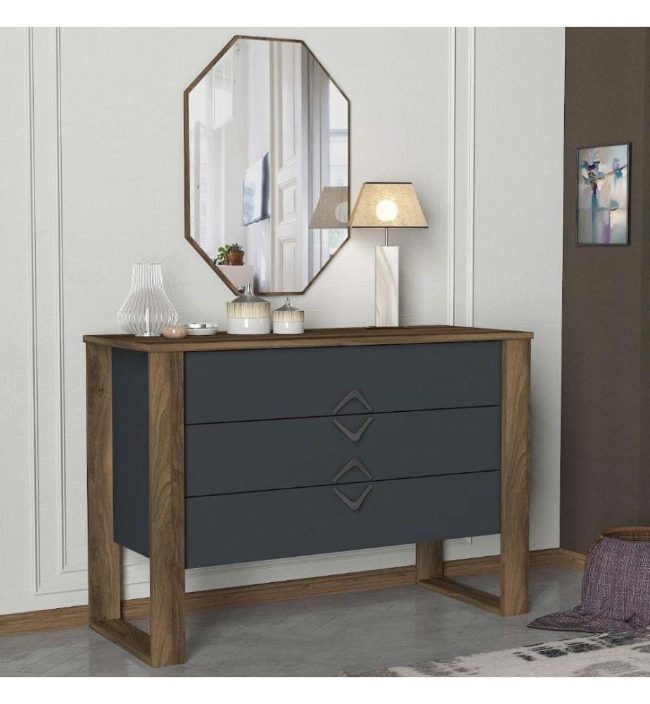 Commode, Noyer Anthracite, Panneau de particules mélaminé