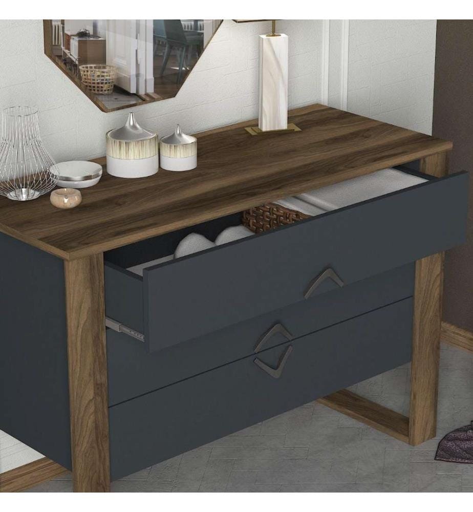 Commode, Noyer Anthracite, Panneau de particules mélaminé
