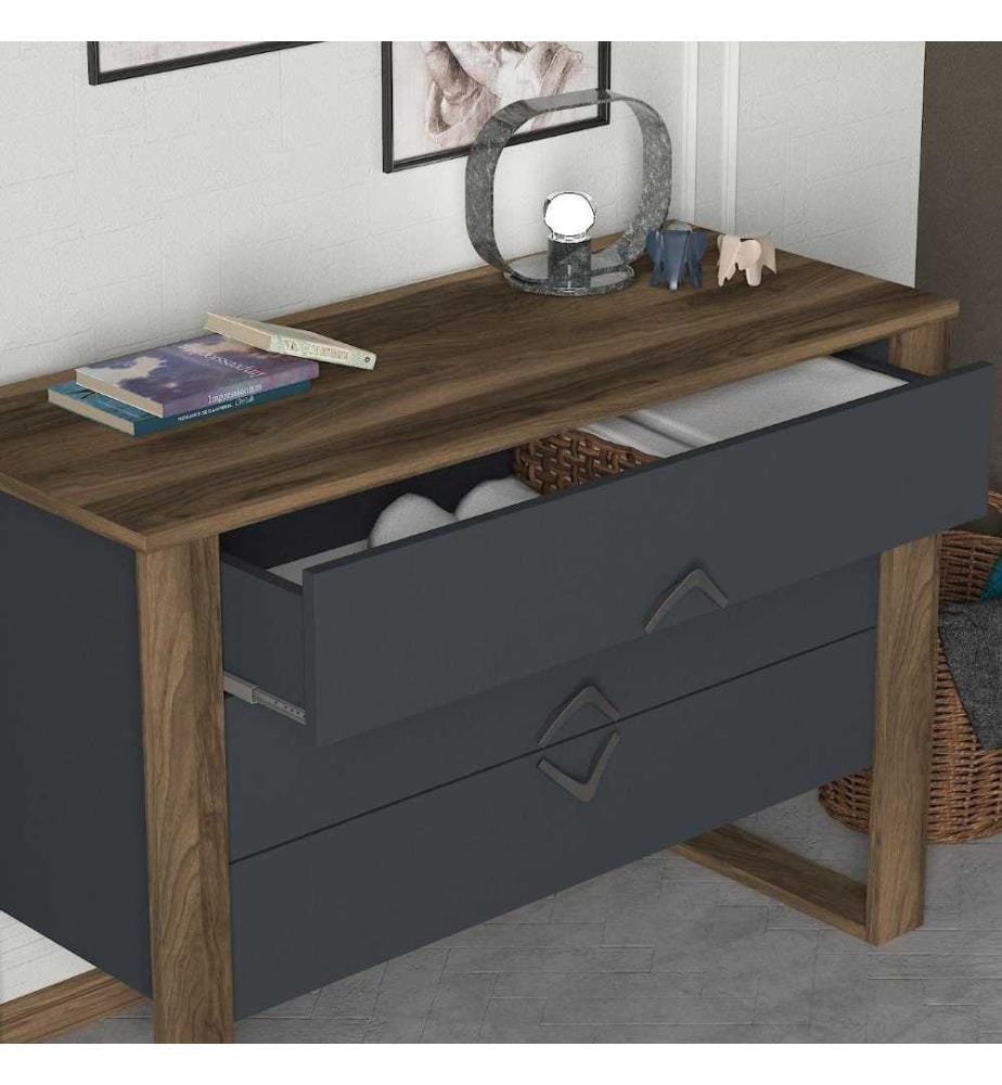 Commode, Noyer Anthracite, Panneau de particules mélaminé