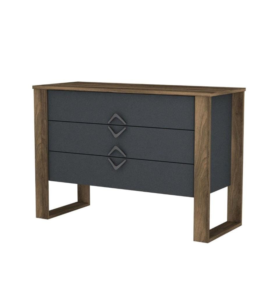 Commode, Noyer Anthracite, Panneau de particules mélaminé