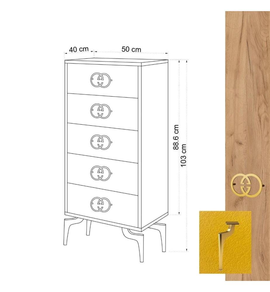 Commode, Chêne Jaune, Panneau de particules mélaminé
