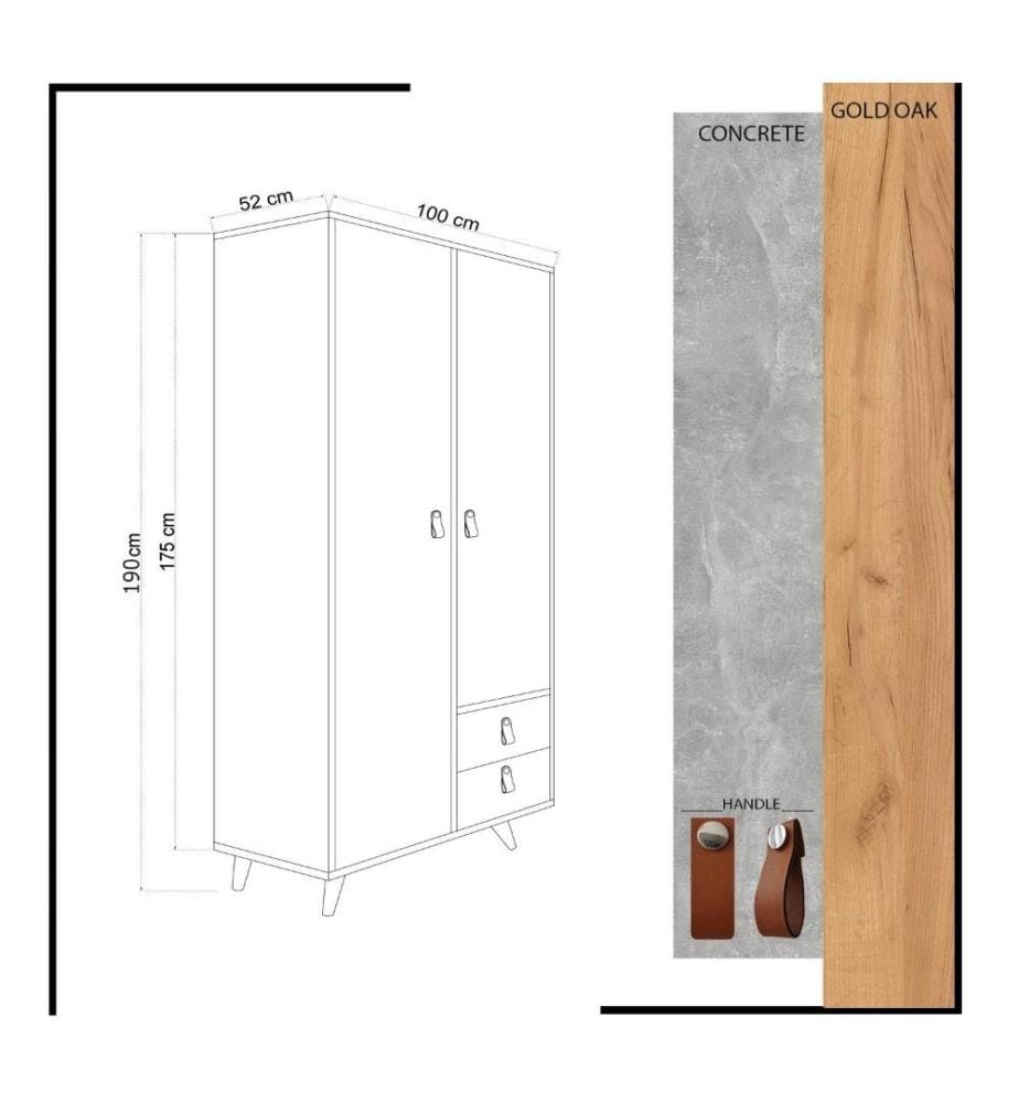 Armoire, chêne gris, panneau de particules mélaminé