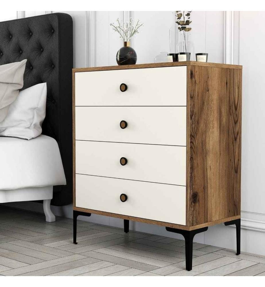 Commode, noyer crème, panneau de particules mélaminé