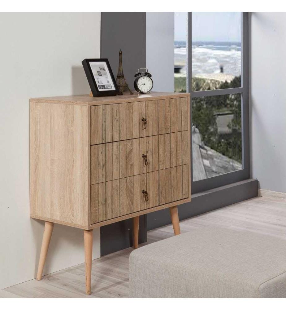 Commode, chêne Sonoma, panneau de particules mélaminé