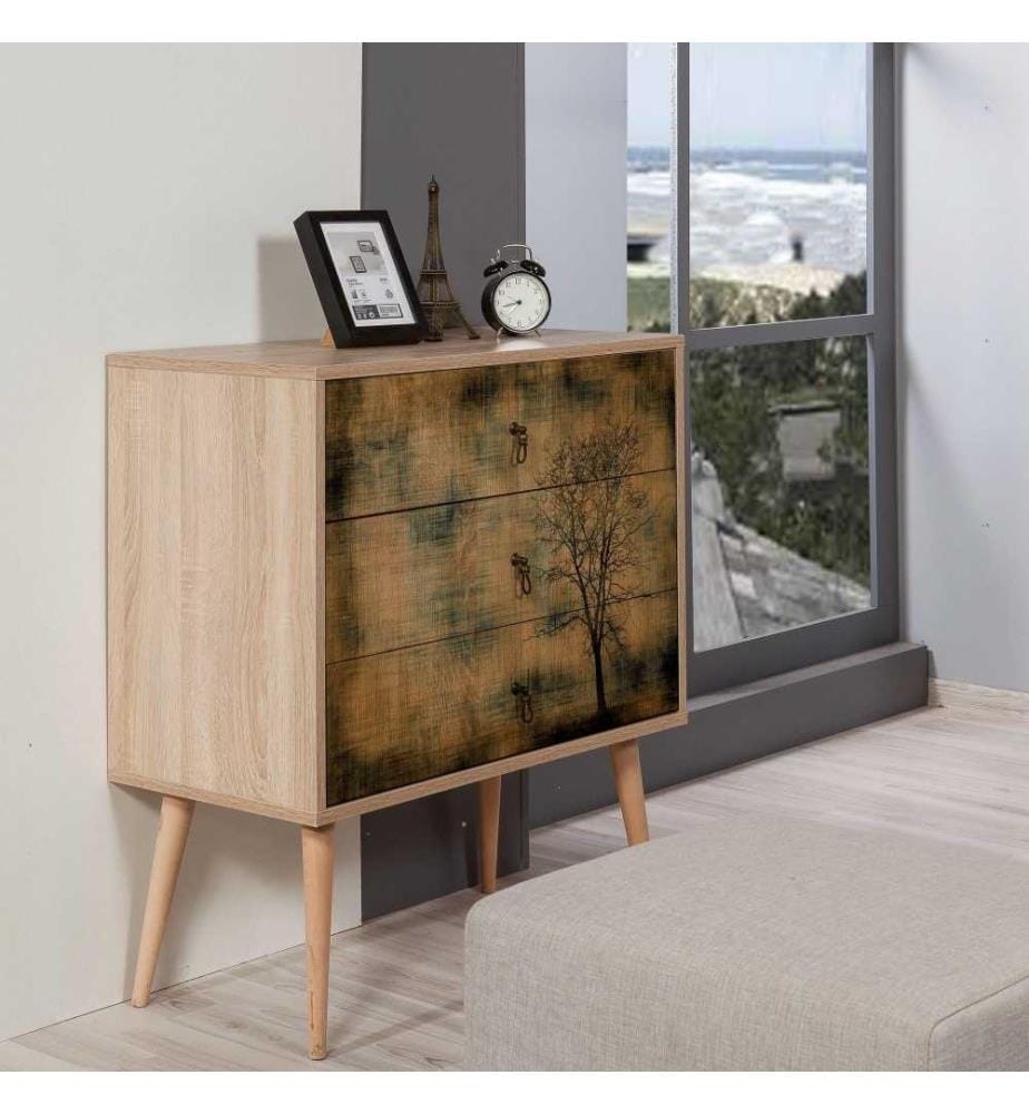 Commode, chêne Sonoma, panneau de particules mélaminé