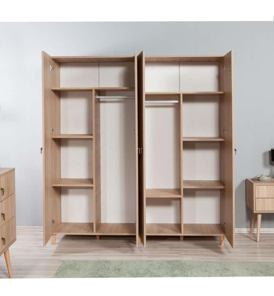 Kleiderschrank, Eiche Sonoma, Melaminbeschichtete Spanplatte