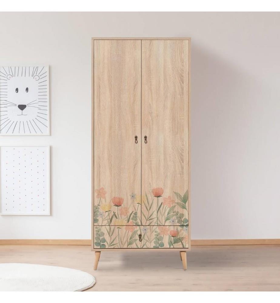 Armoire, Multicolore, Panneau de particules mélaminé, Pieds en bois