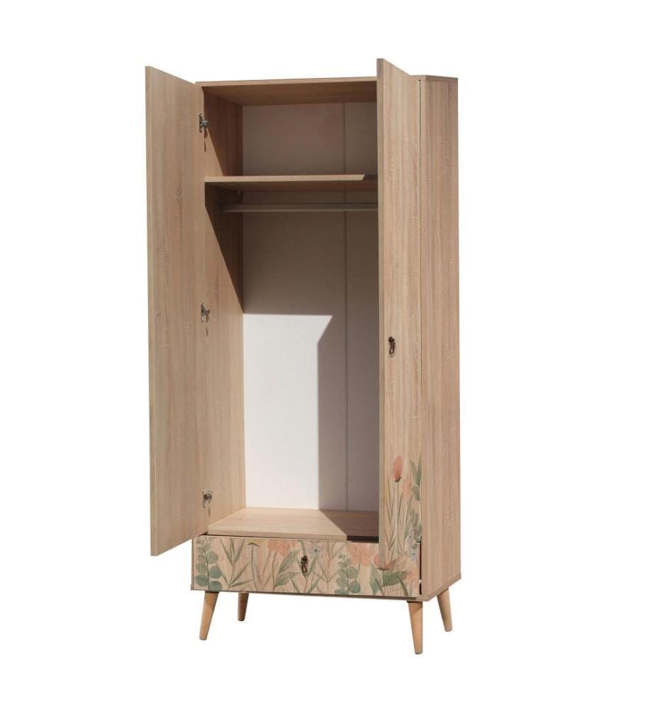 Armoire, Multicolore, Panneau de particules mélaminé, Pieds en bois