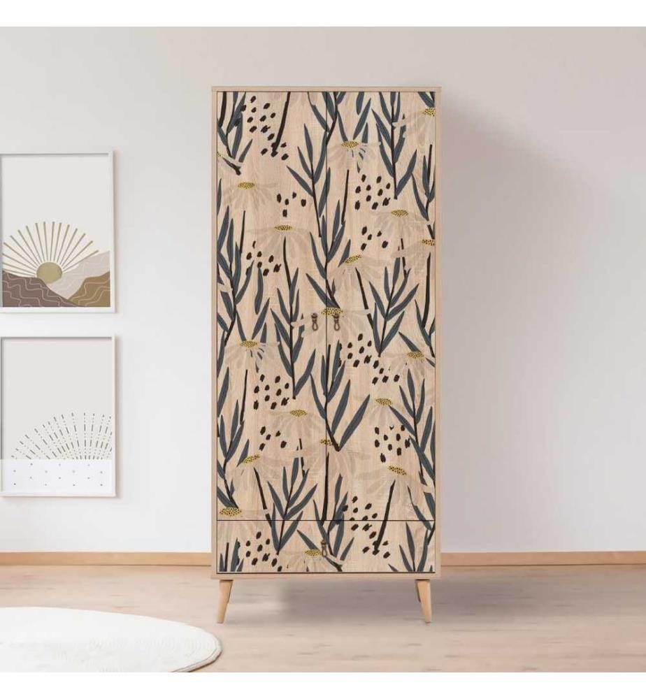 Armoire, Multicolore, Panneau de particules mélaminé, Pieds en bois