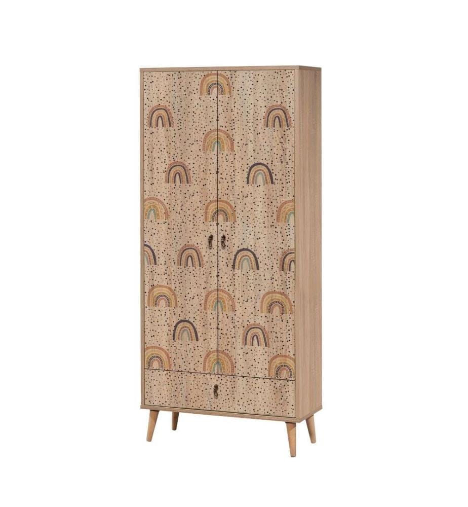 Armoire, Multicolore, Panneau de particules mélaminé, Pieds en bois