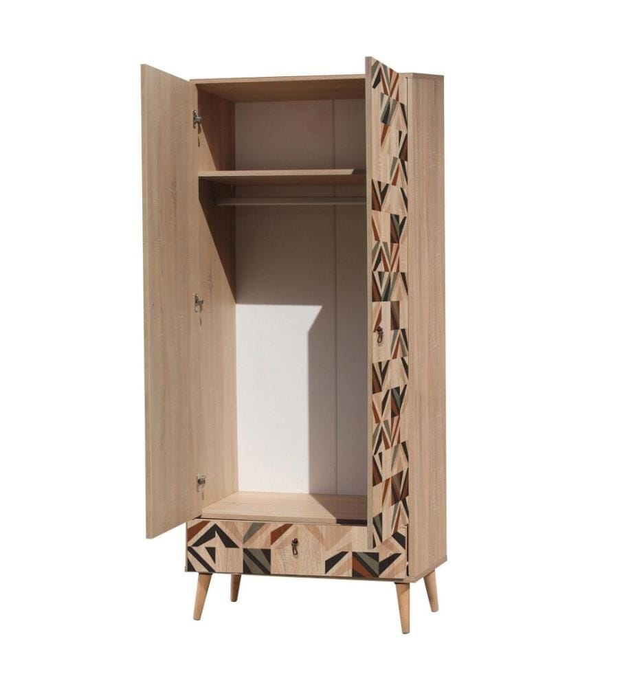 Armoire, Multicolore, Panneau de particules mélaminé, Pieds en bois