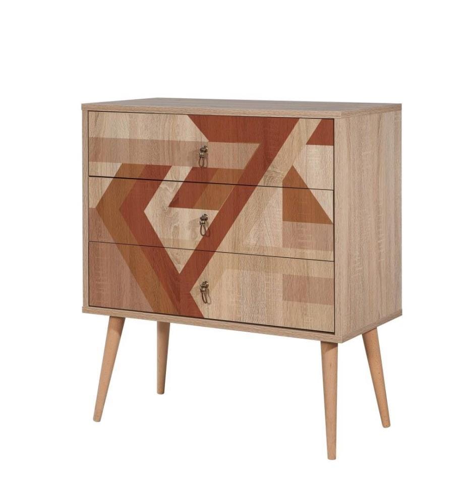Commode, Multicolore, Panneau de particules mélaminé, Pieds en bois