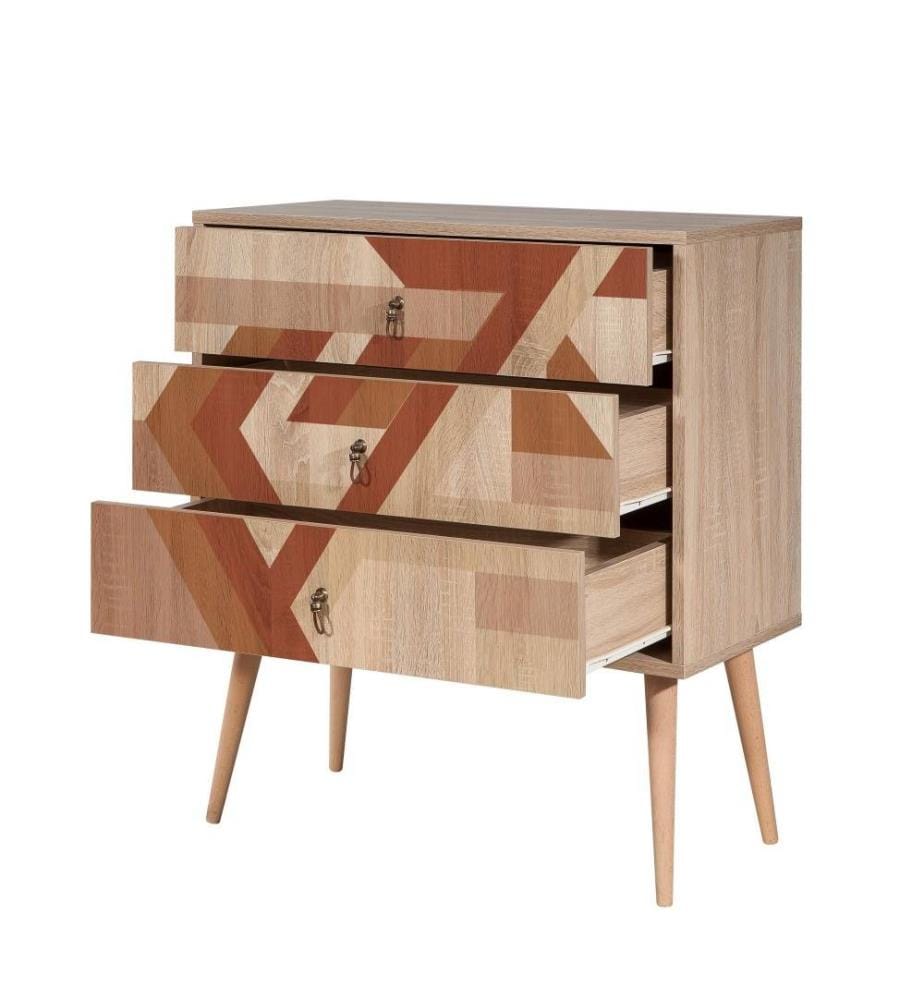 Commode, Multicolore, Panneau de particules mélaminé, Pieds en bois