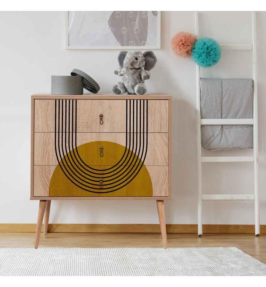 Commode, Multicolore, Panneau de particules mélaminé, Pieds en bois