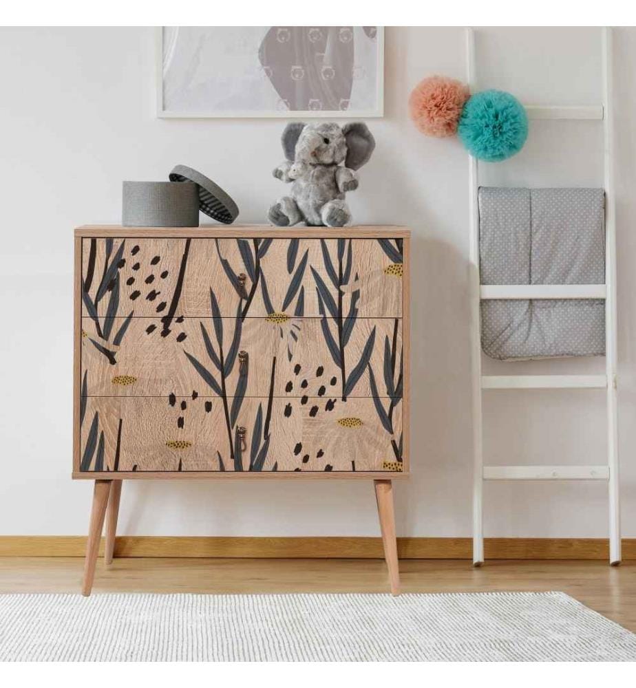 Commode, Multicolore, Panneau de particules mélaminé, Pieds en bois