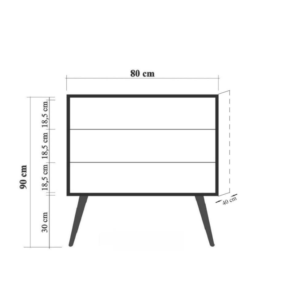 Commode, Multicolore, Panneau de particules mélaminé, Pieds en bois