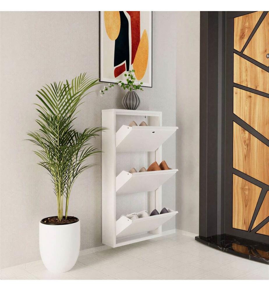 Armoire à chaussures, blanc, 100% métal