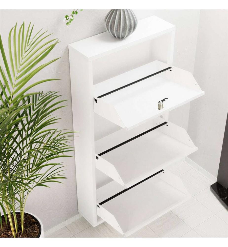 Armoire à chaussures, blanc, 100% métal