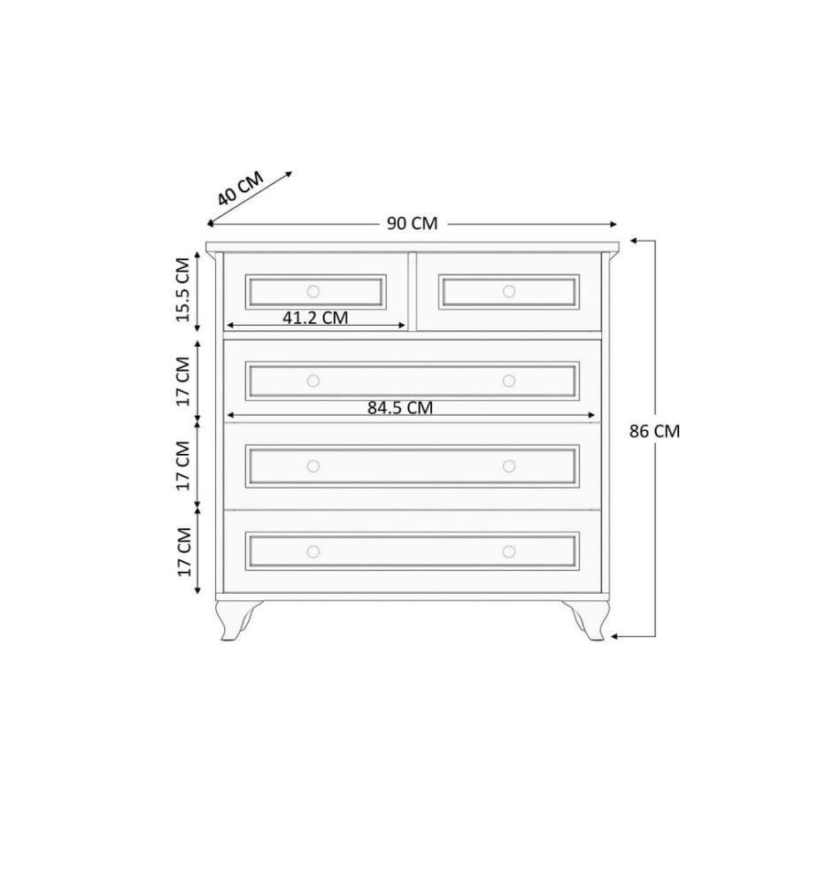 Commode, blanc mat, 100 % panneau de particules de qualité E1 revêtu de mélamine