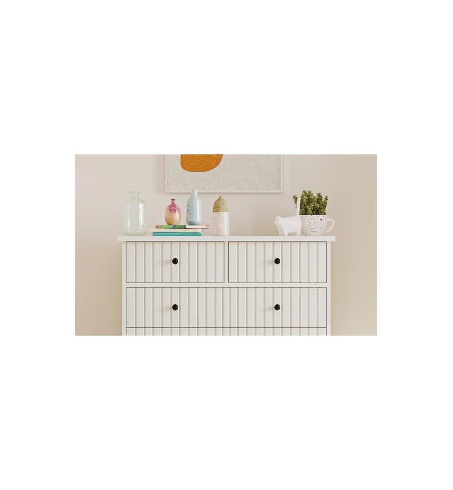 Commode, blanc mat, 100 % panneau de particules de qualité E1 revêtu de mélamine