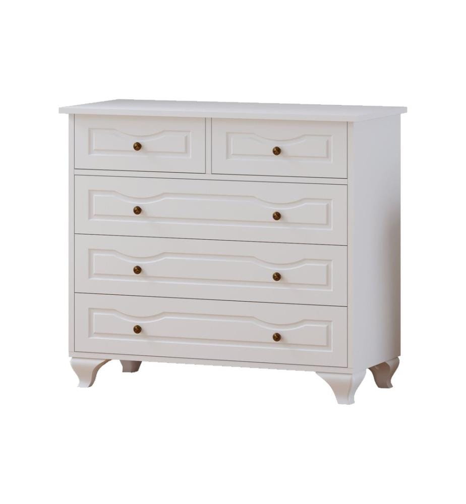 Commode, blanc mat, 100 % panneau de particules de qualité E1 revêtu de mélamine