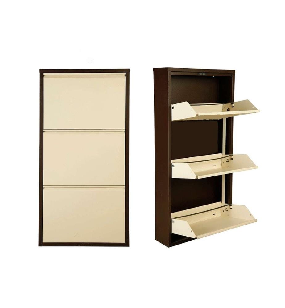 Schuhschrank, Braun, Creme, 100 % Blech