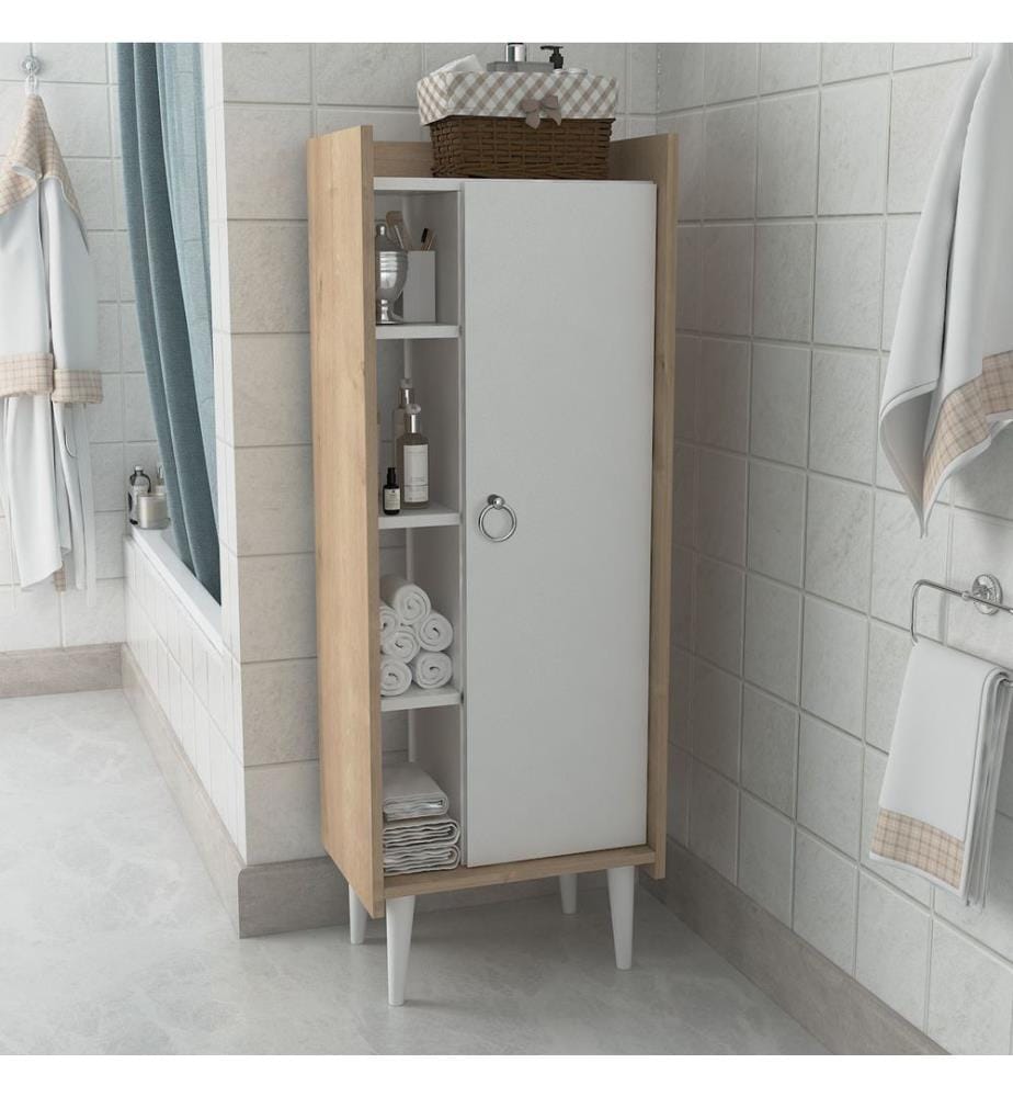 Mehrzweckschrank, Eiche, Weiss, 100 % melaminbeschichtete Spanplatte