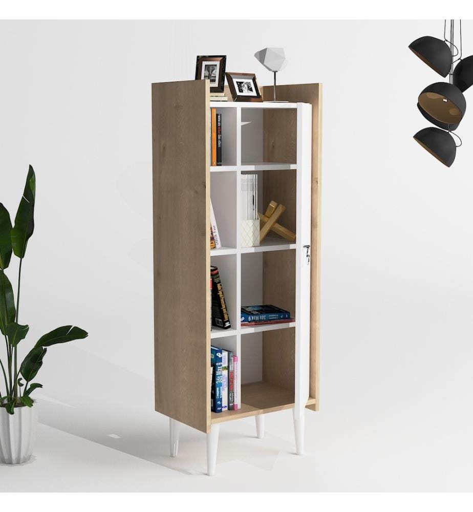 Mehrzweckschrank, Eiche, Weiss, 100 % melaminbeschichtete Spanplatte