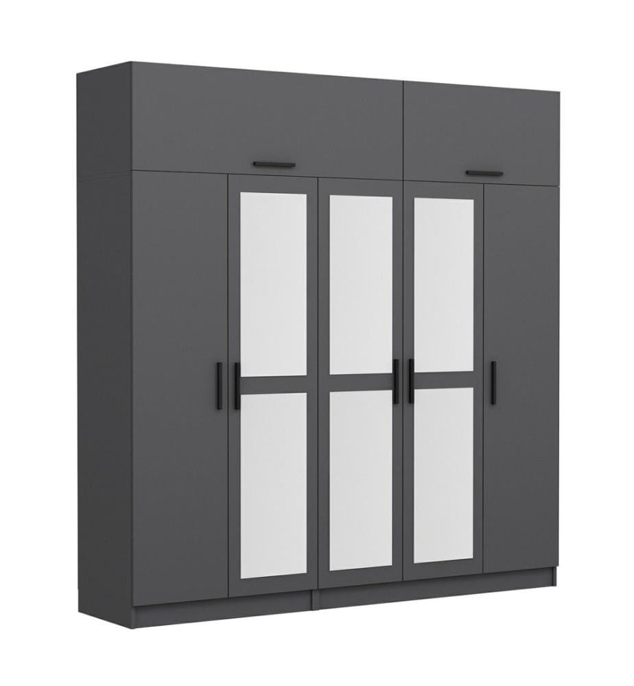 Kleiderschrank, Anthrazit, melaminbeschichtete Spanplatte