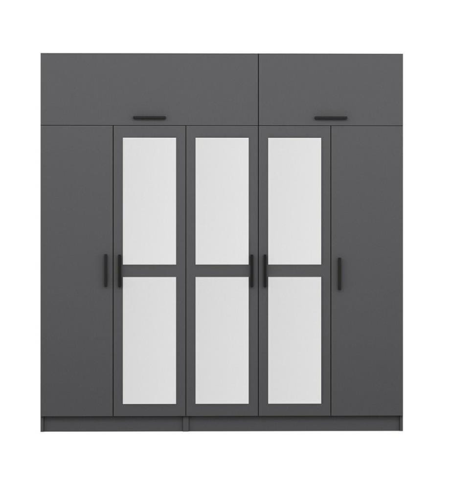 Kleiderschrank, Anthrazit, melaminbeschichtete Spanplatte