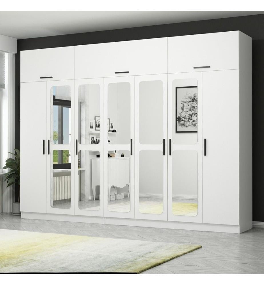 Kleiderschrank, weiss, 100 % melaminbeschichtete Spanplatte