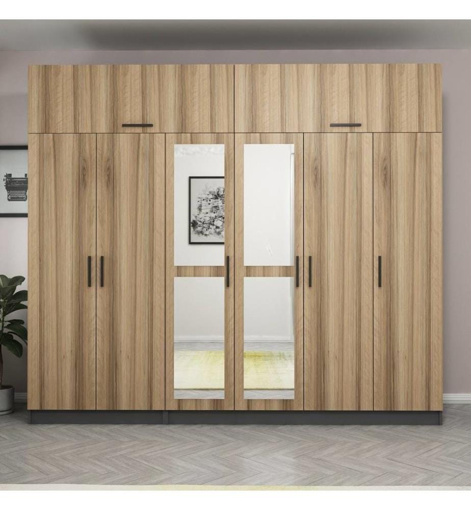Armoire, noyer, anthracite, 100 % panneau de particules mélaminé