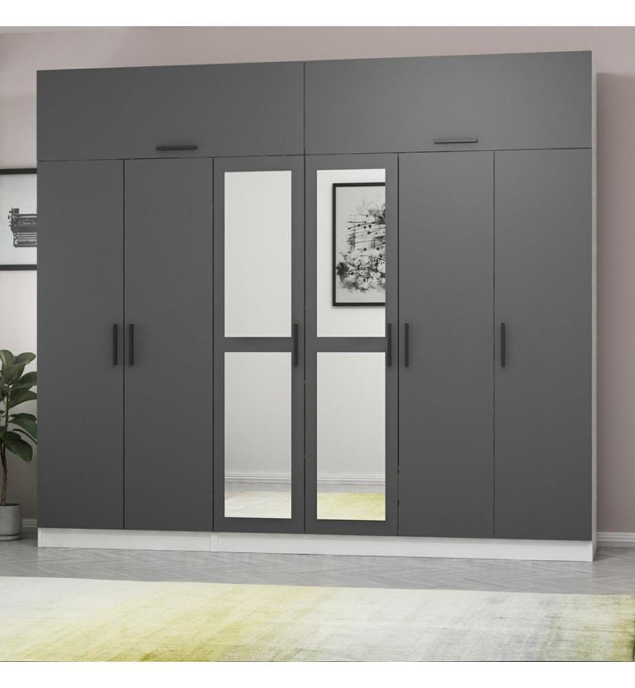 Armoire, anthracite, blanc, 100 % panneau de particules mélaminé