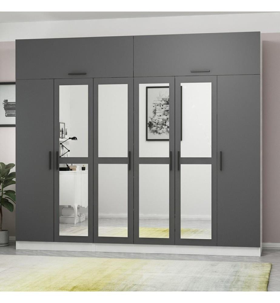 Armoire, anthracite, blanc, 100 % panneau de particules mélaminé
